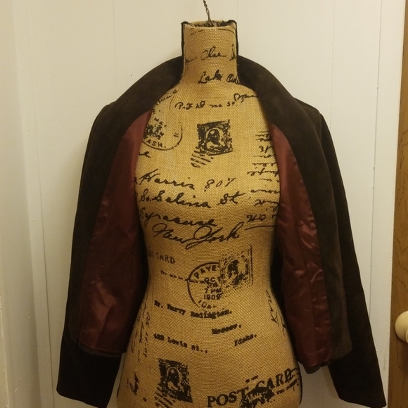 Gypsy Boho Western Vintage 90s Brown Suede Blazer - Picture 2 of 5